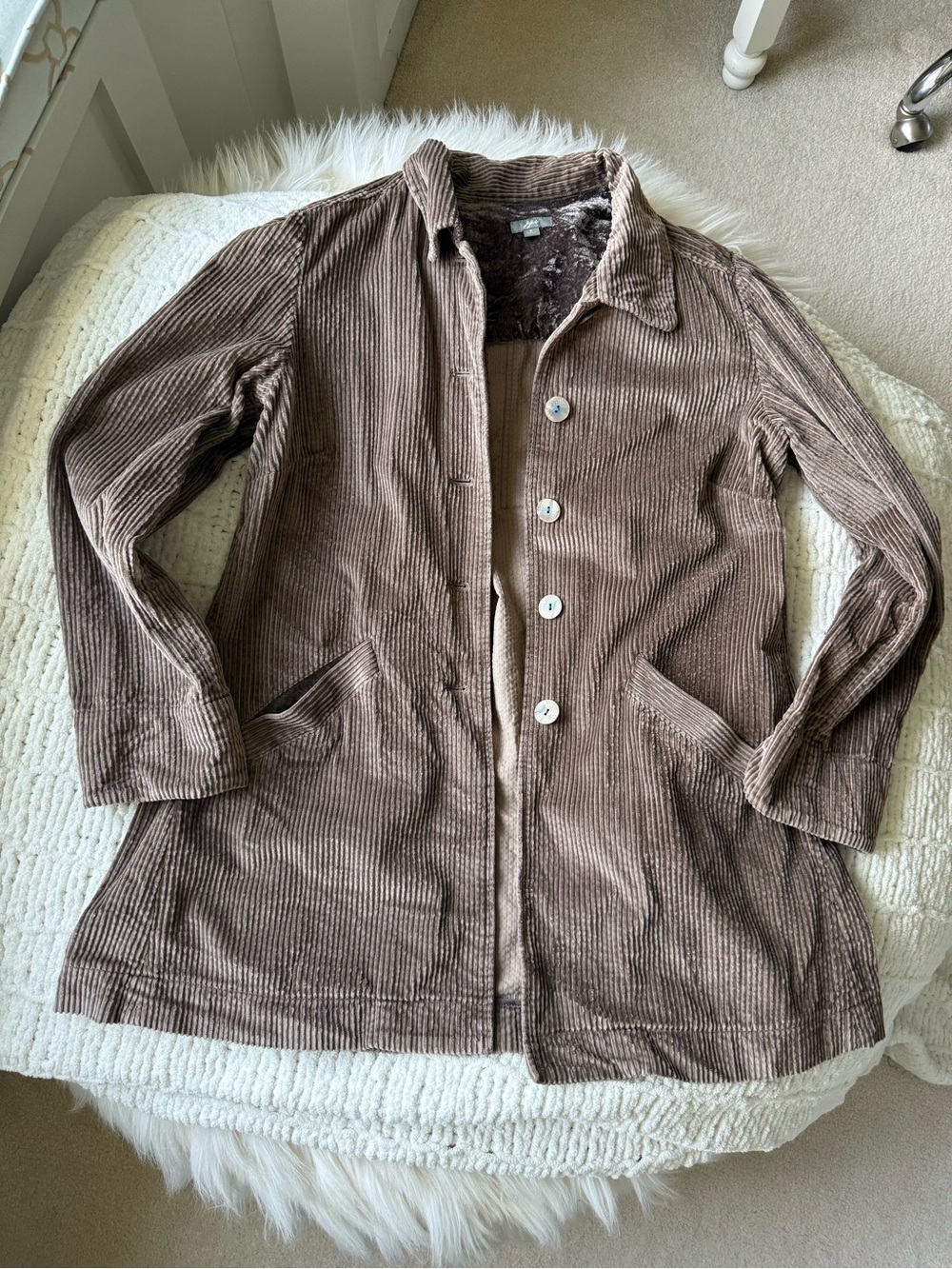 J.Jill Corduroy Pleated-Back Button-Down Jacket Small